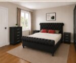 Sleigh Wardrobe & Drawer Set - Modern Luxury Sleigh Furniture Set  - Sleigh Bed & Mirror Storage Set - Image 2