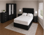 Modern 3 Door  Black Wardrobe Set - Matching Bed, Chest & Bedside Tables - Image 2
