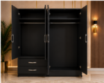 Elegant 4 Door Bedroom Wardrobe with Dual Mirrors - Premium 4 Door Storage Wardrobe with 2 Drawers - Image 3
