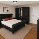Sleigh Wardrobe & Drawer Set - Modern Luxury Sleigh Furniture Set  - Sleigh Bed & Mirror Storage Set