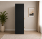 Luxury 2 Door Mirrored Wardrobe with Storage Drawers with Black colors - Premium Two Door Bedroom Wardrobe with 2 Drawers - Image 4