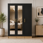 3 Door Wardrobe with Mirror – Elegant Home 3 Door Mirror Wardrobe