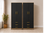 Elegant 4 Door Wardrobe - Modern 4 Door Wardrobe with 6 Bottom Drawers - Image 5