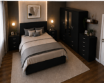 Complete black Bedroom Collection – Wardrobe, Chest of Drawers & side tables - Image 2