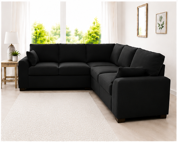 black_sofa_perspective Black Dylan 5-Seater L-Shaped Corner Sofa - Image 1