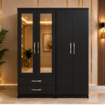 Elegant 4 Door Bedroom Wardrobe with Dual Mirrors - Premium 4 Door Storage Wardrobe with 2 Drawers