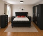 Sleigh Wardrobe & Drawer Set - Modern Luxury Sleigh Furniture Set  - Sleigh Bed & Mirror Storage Set - Image 4
