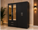 Elegant 4 Door Bedroom Wardrobe with Dual Mirrors - Premium 4 Door Storage Wardrobe with 2 Drawers - Image 2