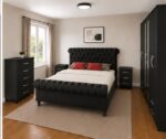Sleigh Wardrobe & Drawer Set - Modern Luxury Sleigh Furniture Set  - Sleigh Bed & Mirror Storage Set - Image 3