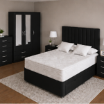 Modern 3 Door  Black Wardrobe Set - Matching Bed, Chest & Bedside Tables