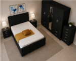 Stylish Bedroom Furniture Collection - King Size Bed With Four Door Wardrobe With Four Drawer - Chest of Five Drawers With Two Bed Side Table - Image 5