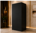 Modern Black 2 Door Mirrored Wardrobe with 3 Drawers - Elegant Home Storage Wardrobe with Mirrors - Image 4