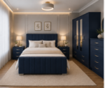 Modern Blue Bedroom Set – 4 Door Wardrobe, Chest Drawer & 2 Side Tables - Image 5