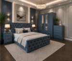 Designer Bedroom Set Featuring Tufted Bed, Wardrobe and Chest of Drawers - Image 3