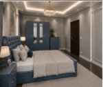 Designer Bedroom Set Featuring Tufted Bed, Wardrobe and Chest of Drawers - Image 2