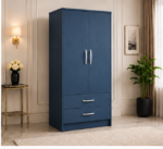 SpaceSaver Two Door Wardrobe with Drawers - Contemporary Two Door Wardrobe Cabinet - Image 2
