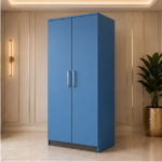 Blue Wooden 2 Door Wardrobe for Bedroom Storage - Image 3
