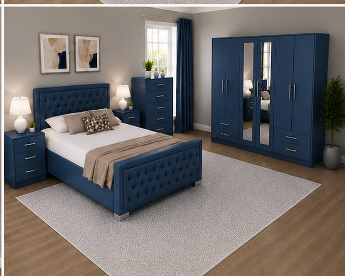 Hilton Bedroom Set with 6 door wardrobe -  Luxury Meets Comfort