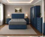 Modern Double Divan Bedroom Suite with Stylish Mirrored Wardrobe and Storage Chest