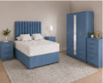 Complete Bedroom Furniture Package – King Size Bed, 5 Door Full Mirror Wardrobe with Four Bottom Drawers, Five Drawer Chest & Two Bed Side Tables - Image 5