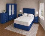 Complete Blue Bedroom Furniture Collection | Mirror Wardrobe, Chest & Nightstands - Image 2