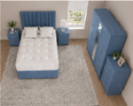 Complete Bedroom Furniture Package – King Size Bed, 5 Door Full Mirror Wardrobe with Four Bottom Drawers, Five Drawer Chest & Two Bed Side Tables - Image 3
