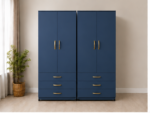 4 Door Wardrobe with Storage Drawers & Double Hanging Rail - Modern 4 Door Wardrobe with 6 Bottom Drawers - Image 5
