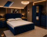 Designer Bedroom Set with 2 Door Mirror Wardrobe - Image 4