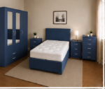 Contemporary Blue Bedroom Collection - Wardrobe, Chest of Drawers & Bed - Image 4