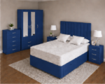 Complete Blue Bedroom Furniture Collection | Mirror Wardrobe, Chest & Nightstands
