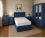 Contemporary Blue Bedroom Collection - Wardrobe, Chest of Drawers & Bed - Image 2