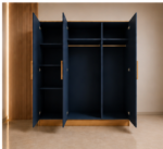 3 Door Blue Wardrobe with Functional Storage Layout - Smart Storage 3 Door Wardrobe - Image 3
