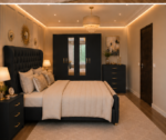Modern Black Bedroom Set with Large Wardrobe, Side Tables and Drawer Chest - Image 2