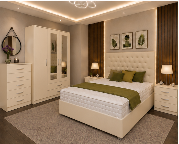 Premium Bedroom Furniture Set – 3 Door Wardrobe, Chest of Drawers & Side Tables