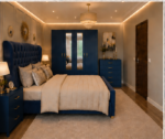 Premium Navy Blue Bedroom Set – 4 Door Wardrobe, Bedside Tables & Chest of Drawers - Image 4