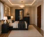 Designer Bedroom Furniture Set with Storage Wardrobe and Side Tables - Image 3