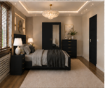 Aesthetic Bedroom Set with 2 Door Wardrobe, 5 Drawer Chest and Side Tables - Image 2