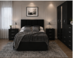 Designer Black Color Bedroom Collection -  Modern Storage Wardrobe, Bed , Chest - Image 5
