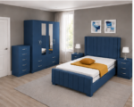 Home Bedroom Collection - Wardrobe with Mirror & Storage Space, Chest and Bed Side Tables - Image 2