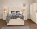 Modern Storage Cream Bed Set - 3 Door Wardrobe, Chest of Drawers & Bedside Cabinets - Image 3