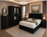 Luxury 4 Door Bedroom Set with Bed, Side Tables & Chest of Drawers - Image 2