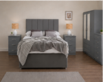 Storage Grey Bedroom Furniture Set - 3 Door Wardrobe with Drawer Bed, Bed Side tables & Chest of drawers - Image 3