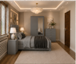 Elegant Grey Bed Room Set with 2 Door Wardrobe and Bedside Tables & Chest Of Drawer - Image 2