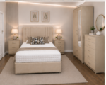 Modern Beige Bedroom Set - Spacious 2 Door Wardrobe with Mirror & Complete Furniture Package - Image 3