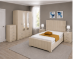 Contemporary Beige Bedroom Set - Complete Setup with 4-Door Wardrobe - Image 2