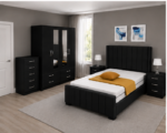 Perfect Black Bedroom Setup - Bed Set with Wardrobe, Chest of Drawers & Side Tables - Image 2