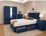 Complete Home Bedroom Package with Wardrobe and Drawer Combination in Blue colors - Image 3