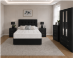 Complete Bedroom Furniture Package – Four Door Wardrobe with Four Bottom Drawers – King Size Bed, Chest & Bedside Tables - Image 2