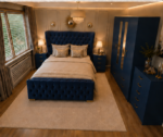 Premium Navy Blue Bedroom Set – 4 Door Wardrobe, Bedside Tables & Chest of Drawers - Image 2