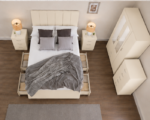 Modern Storage Cream Bed Set - 3 Door Wardrobe, Chest of Drawers & Bedside Cabinets - Image 5